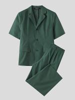 INCERUN Mannen Sets Korte Mouw Heren Pak & Broek Mannen Mode Eenvoudige Effen Kleur Pakken Twee Delige Outfits Casual He