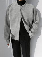 Mens Solide Snap Button Raglan Mouw Casual Jas
