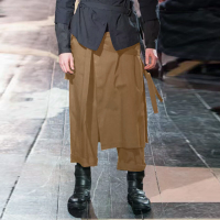 INCERUN Stijlvolle Mannen Onregelmatig Ontwerp Laagjes Cropped Broeken Casual Mannelijk Effen Comfortabele All match Bro