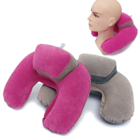 Inflatable U Shape Neck Pillow Flocking Home Travel Office Pillow