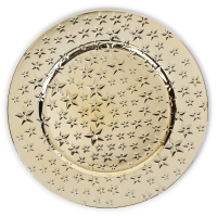 Inge Christmas Goods Kaarsenbord   goud   met sterren   D33 cm   Kaarsenonderzetter
