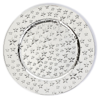 Inge glas Kaarsenbord met sterren   zilver   33 cm