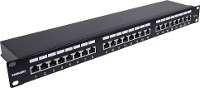 Intellinet 24 Port Cat6a Patchpanel geschirmt 1HE Kabeleinführung 90° abgewinkelt schwarz 24 poorten Patchpaneel 483 mm (19) CAT 6A 1 HE Zwart Ingericht