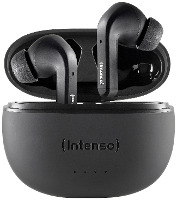 Intenso T300A In Ear headset Bluetooth Stereo Zwart Noise Cancelling Indicator voor batterijstatus, Headset, Oplaadbox, Touchbesturing