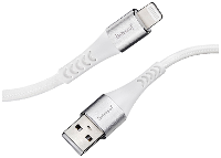 Intenso USB kabel USB 2.0 USB A stekker, Apple Lightning stekker 1.50 M Wit Stoffen mantel 7902102
