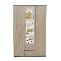 Interiax Kledingkast 'Lena'   Sonoma Eik   3 Deurs   185x120x52cm