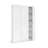 Interiax Opbergkast   Kledingkast 'Amelie'   Wit   3 Deurs   180x120x40cm