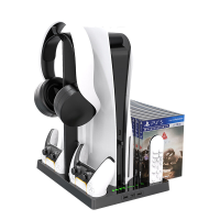Multifunctionele Dissipatiebasis met Hoofdtelefoonspel Schijfopslagrek Dubbele Controller Oplaadstation Beugel voor PS5