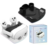 IPLAY HBV 641 Oplaadstation voor Meta Quest 3S Oplaadstand met RGB verlichting VR headset displaystandaard en dubbel con