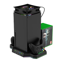 HBX 608 voor Xbox Series X Console Multifunctionele Oplaaddock + Bovengeplaatste Koelventilator Basis RGB Licht Schijfop