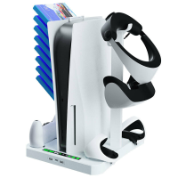 Multifunctionele koelbasis voor PS5 console PSVR2/PS5 handvat oplaadstandaard + gameschijf / helmopbergrek