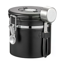 IPRee 1.2L/1.8L Koffiebonenopslagcontainer van roestvrij staal vacuüm verzegelde opslagbus met eenrichtingsklep datumtra