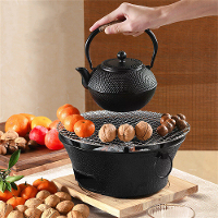 IPRee 1Set 23cm Gietijzeren Ronde Houtskooloven Buiten Koken & Verwarmen voor Kamperen, Picknicks, Achtertuin BBQ, Draag