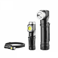 2 In 1 L vormige zaklamp LED hoofdlamp USB oplaadbaar helder magneet sterke mini torch 90 graden verstelbaar multifuncti