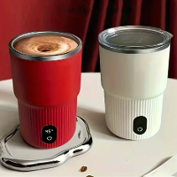 IPRee 316 RVS Draagbare Elektrische Koffiemok met Automatische Roeren & Magnetische Zelfmixing, USB Oplaadbare Mok met T