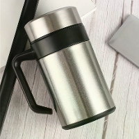 IPRee 400ML 304 RVS Thermosbeker met Handvat Deksel Theefilter Theebeker Kantoor Waterbeker Thee Geïsoleerde Beker