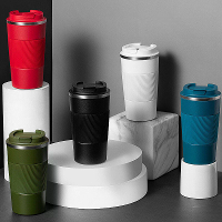 IPRee 510ml Dubbele RVS Koffiethermosbeker met Antisliphoes Auto Vakuumfles Reis Geïsoleerde Fles Koffiekop Melkkop