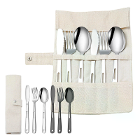 IPRee 7 delige RVS camping bestek set draagbaar reis picknick servies vork lepel buitenwandelen servies