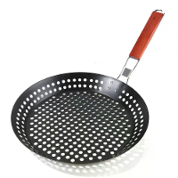 IPRee BBQ Grillmand Rond Perforeerde Grillpan met Opvouwbare Handgreep voor Kamperen Picknick BBQ Opvouwbare Buitengrill