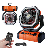 IPRee Camping Draagbare Tafelventilator met LED verlichting,20000mAh Oplaadbare Stille Campingventilator,Accu aangedreve