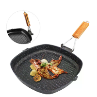 IPRee Camping Kookgerei Koekenpan Anti aanbak Grillpan met Opvouwbare Handgreep Draagbaar Buitenshuis Wandelen Picknick