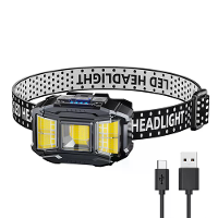 COB LED Hoofdbeschikbaar Zaklamp USB Opladen Krachtige Koplamp Torch Vermogen Display Kamperen Hoofdlamp voor Buiten Nac
