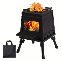 Xmund Draagbare Buitenkamp Houtkachel Mini Vouwbare Houtkachel Afneembare Houtverbrander Voor Kamperen Picknick Achtertu