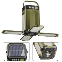 IPRee Draagbare Zonne energie Campinglantaarn LED Oplaadbare Buiten Hanglamp Tent Lamp Vouwbare LED Met Haak Nood Campin