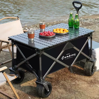 IPRee Grote Tank Wielen Strand Wagen Zand met 360 Graden Rotatie Dubbele Remwiel Grote Capaciteit Opvouwbare Kar Tuin Bu
