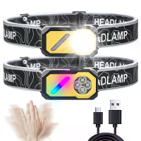 LED Multi Source Sensor Hoofdlamp, Draagbare Looplicht met Cap Clip Magnet, Rgb Ambient Light, Digitale Display Hoofdlam