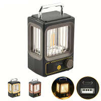IPRee Outdoor Campinglantaarn, USB Zonne oplaadbare Zaklamp Draagbaar Werklicht Tentlicht Met Traploze Dimming, Batterij