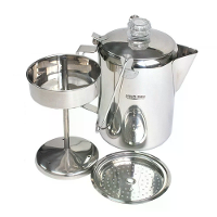 IPRee Percolator Koffiepot RVS Kampeer Buiten Kookplaat Maker Met Glazen Knop 9 Koppen Koude Zet Koffie Maker Koffieware