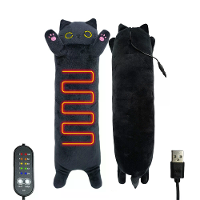 IPRee USB Geheide Kleine Zwarte Kat Kussen Verhitting Pad voor Menstruatiekrampen 5 Temperatuurinstellingen 5 Timerinste