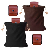 IPRee Vouwbare Grote Capaciteit Canvas Bandentas, Pouch, PU Leren Canvas Trekkoord Vooraging Pouch voor Reis Kamperen Wa