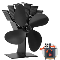 IPRee Warmtekracht Kookplaat Ventilator Voor Houtkachel Brandhoutvuur 4 Bladen Haard Kacheldelen Verwarming Koeling Vent