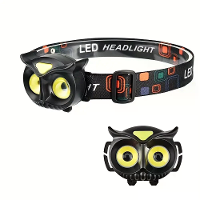 Wide Angle Light Owl LED Hoofdlamp Mini Sterk Licht Draagbaar Buiten Verkenning Kamperen Vissen COB Hoofdlamp Koplamp