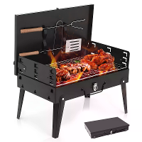 Xmund Draagbare Vouwbare Barbecue Grill met Verstelbare Hoogte & Gemakkelijke Opslag Ideaal voor Achtertuin, Gazon, Tuin