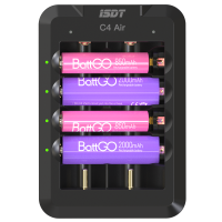 ISDT C4 Air 4A 6 Slots USB Type C Input Slimme Oplader met APP Verbinding voor AA AAA Li ion Herlaadbare Batterij