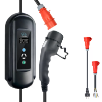 ISIGMA 11KW draagbare EV lader 16A 3 fase Type 2 EV laadkabel met 5 m snoer aanpasbare stroom CEE / Schuko adapters voor
