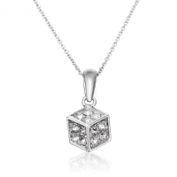 Italina Austrian Crystal Zircon Square Pendant Necklace Gold Silver
