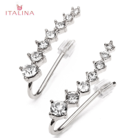 Italina Rhinestone Crystal Ear Cuff Earrings 18k Rose Gold Plated