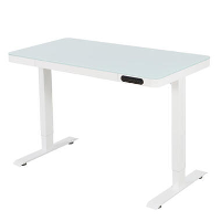 Elektrisch verstelbaar bureau / thuiswerkplek   120x60 cm   Glas wit