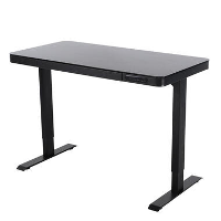 Elektrisch verstelbaar bureau / thuiswerkplek   120x60 cm   Glas zwar