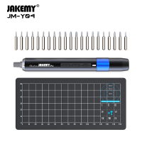 JM Y04 Multifunctionele Mini Elektrische Schroevendraaierset 21 stuks CRV Bits 395 RPM Koppel 4 LED lampjes DIY Reparati