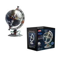 JAKI 360° Draaiende Transparante Wereldbol Creatieve Technologie Coole Lichteffecten Warme Verlichting Bouwstenen Brick