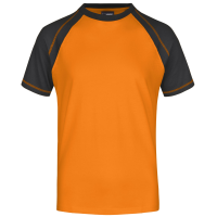 Heren raglan t shirt oranje met zwart