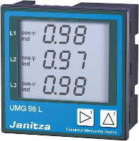 Janitza Umg 96l Universele Meter Met Vier Leidingen Umg 96l Spanning: L N 50 Tot 255 V~, L L 86 Tot 442 V~,45 Tot 65 Hz Â· Stroomsterkte: 0   5 A/0   1 A