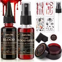 Halloween SFX make uppakket Bloedset Realistisch podiumbloed Spray Druppelende gel Wond Littekens Tattoos Stippele spons