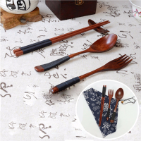 Japanese Natural Wooden Chopsticks Spoon Fork Tableware