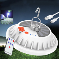 2 In 1 300W Solar LED Camping Light Afstandsbediening Tent Light Hang Fishing Night Light Emergency Work Lamp Power Bank
